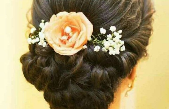 Braided Bun with Floral Accents