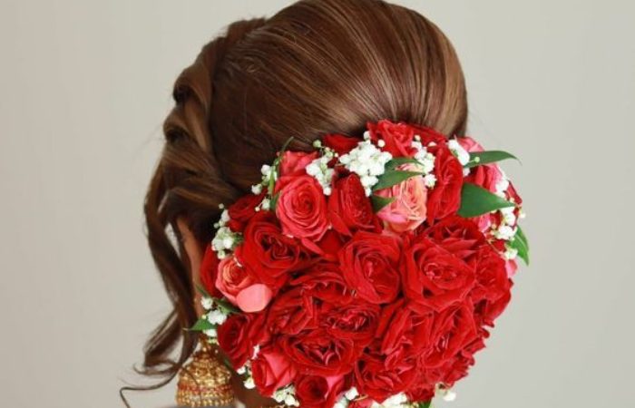 Double Bun with Rose Petals