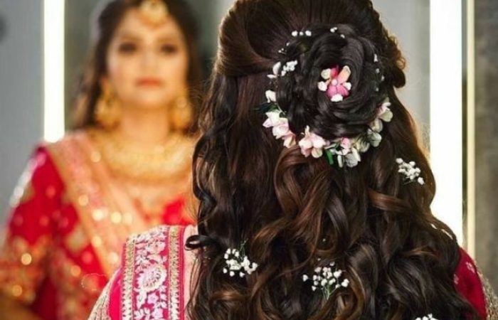 Half-Up Bun with Floral Comb