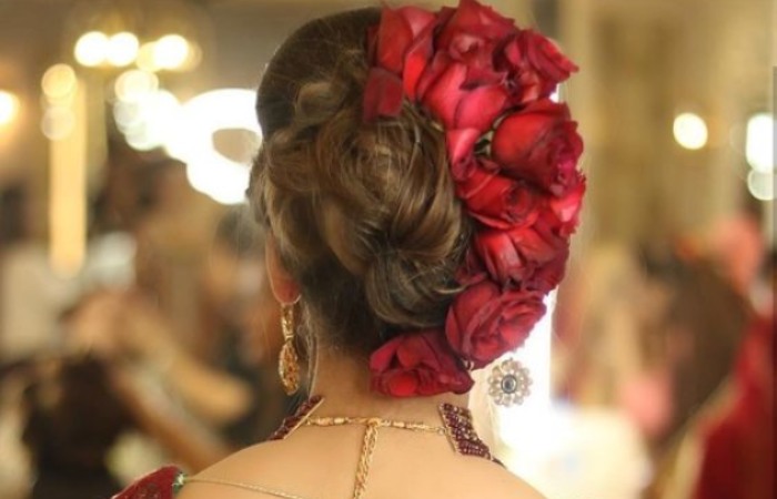 Messy Bun with Floral Pins