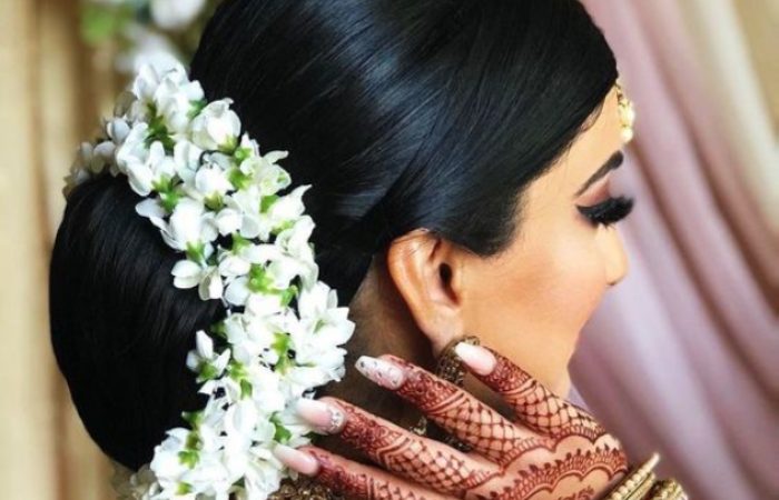 Simple Low Bun with Carnation Cluster